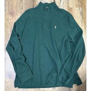 Polo Ralph Lauren Estate Rib Quarter Zip Sweater Mens Green Knit Logo Large